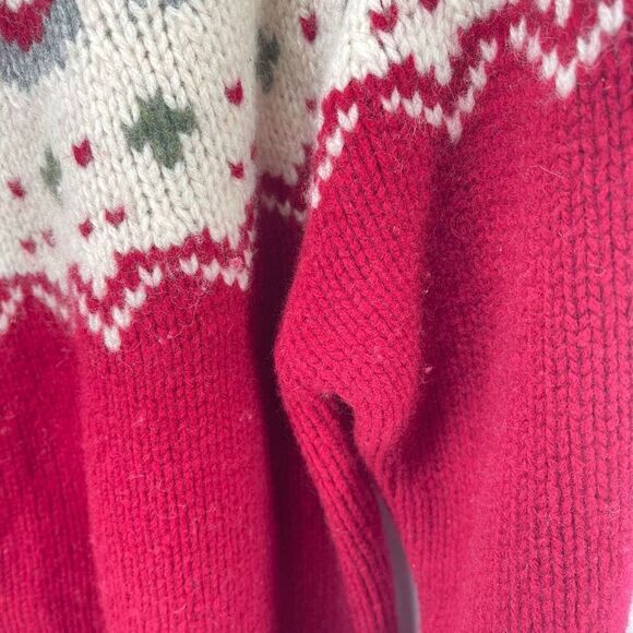Nordic Design fair isle Full Zip Cardigan Sweater Long Sleeve Wool Red Small - Picture 8 of 10
